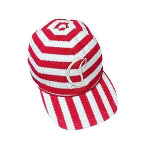 Christian Louboutin Mooncrest Hat Red White CL Monogram Sz M NWT